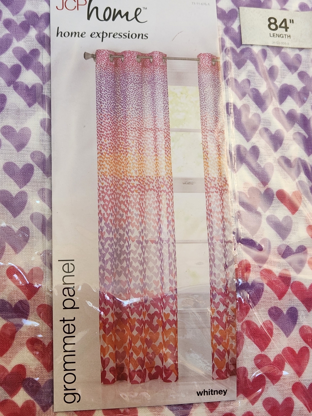 jcpenney Home Whitney Ombre Heart Grommet Curtain Panel ● Read Below 》SET OF 4